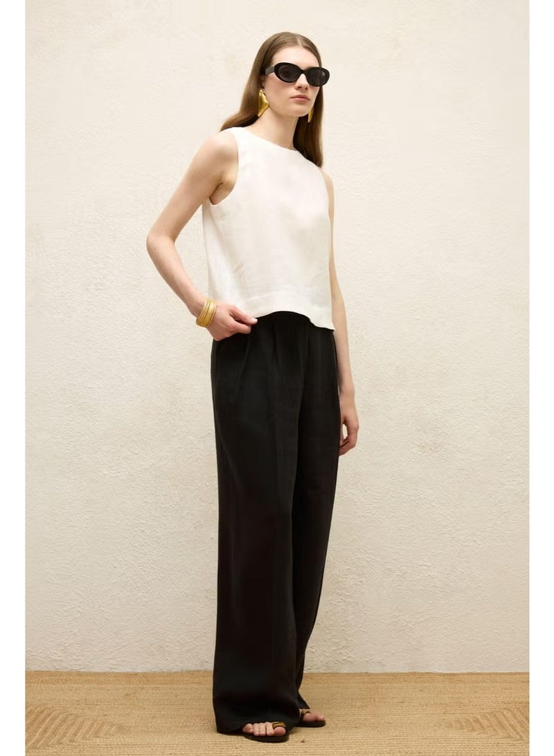 Manuka Zero Sleeve Linen Blouse Ecru - Image 3